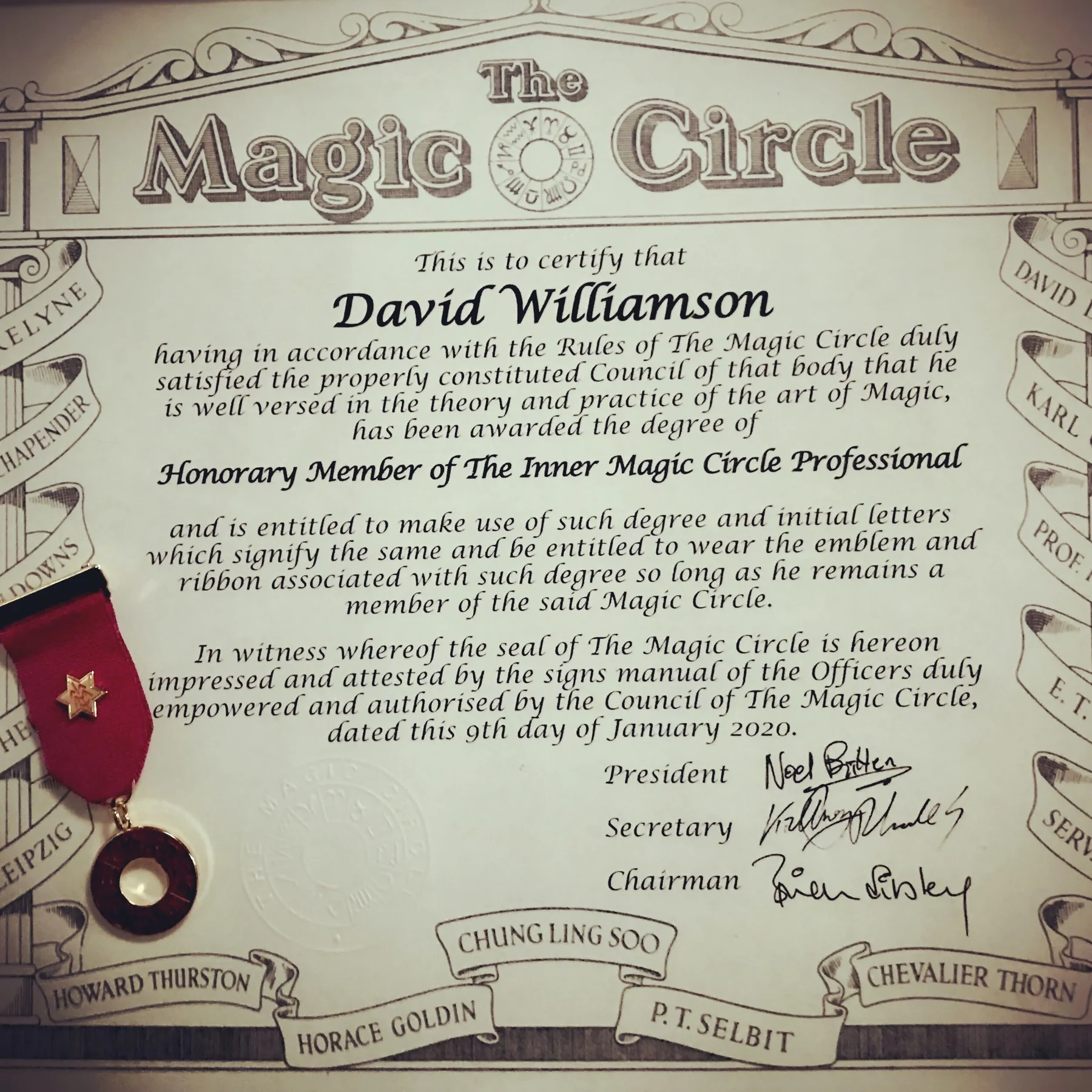 Honored by The Magic Circle in London